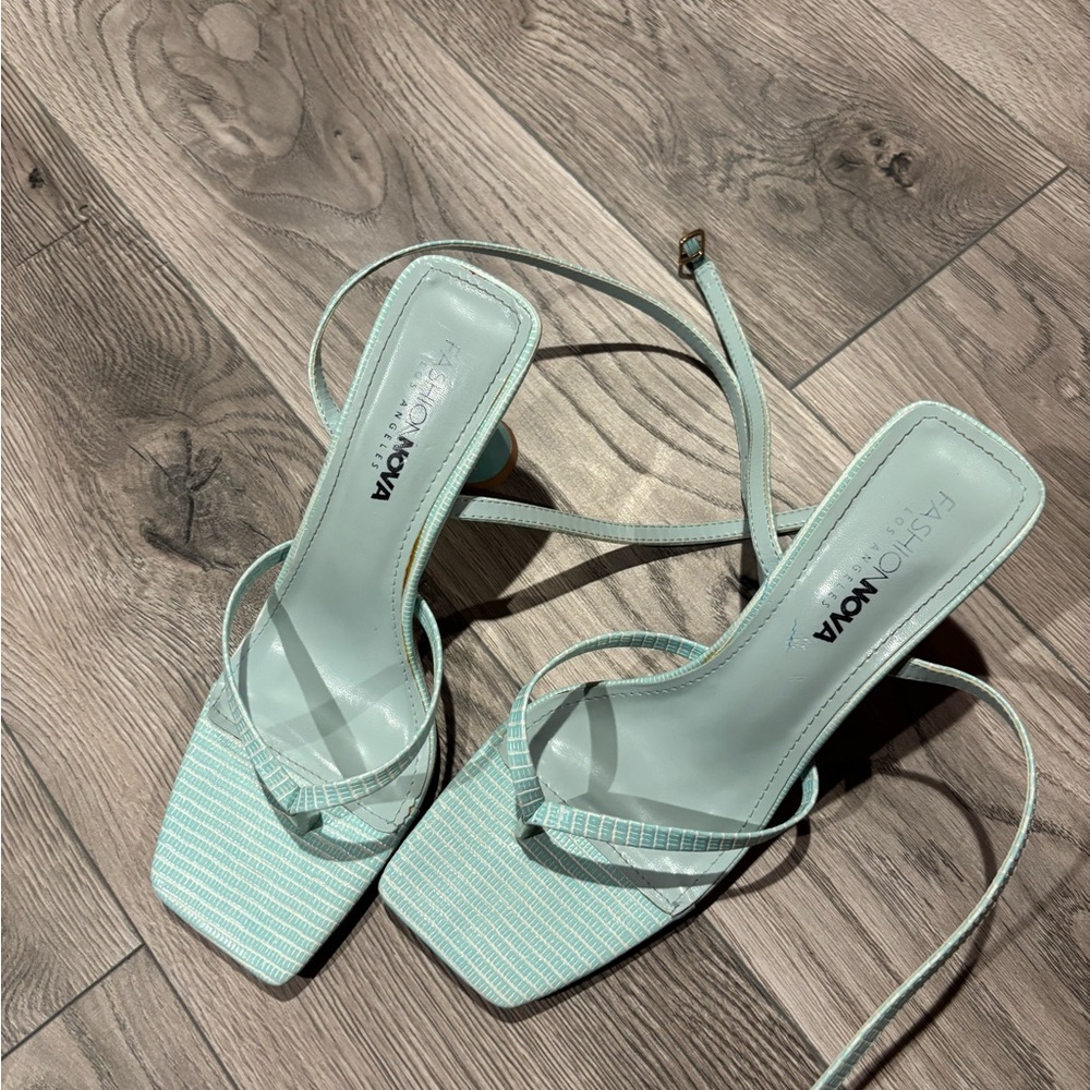 Fashion Nova Light Blue Strappy Heels
